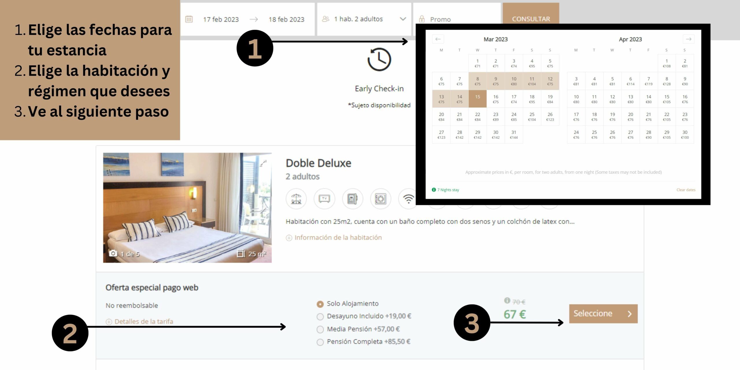 habitación de hotel y green fee