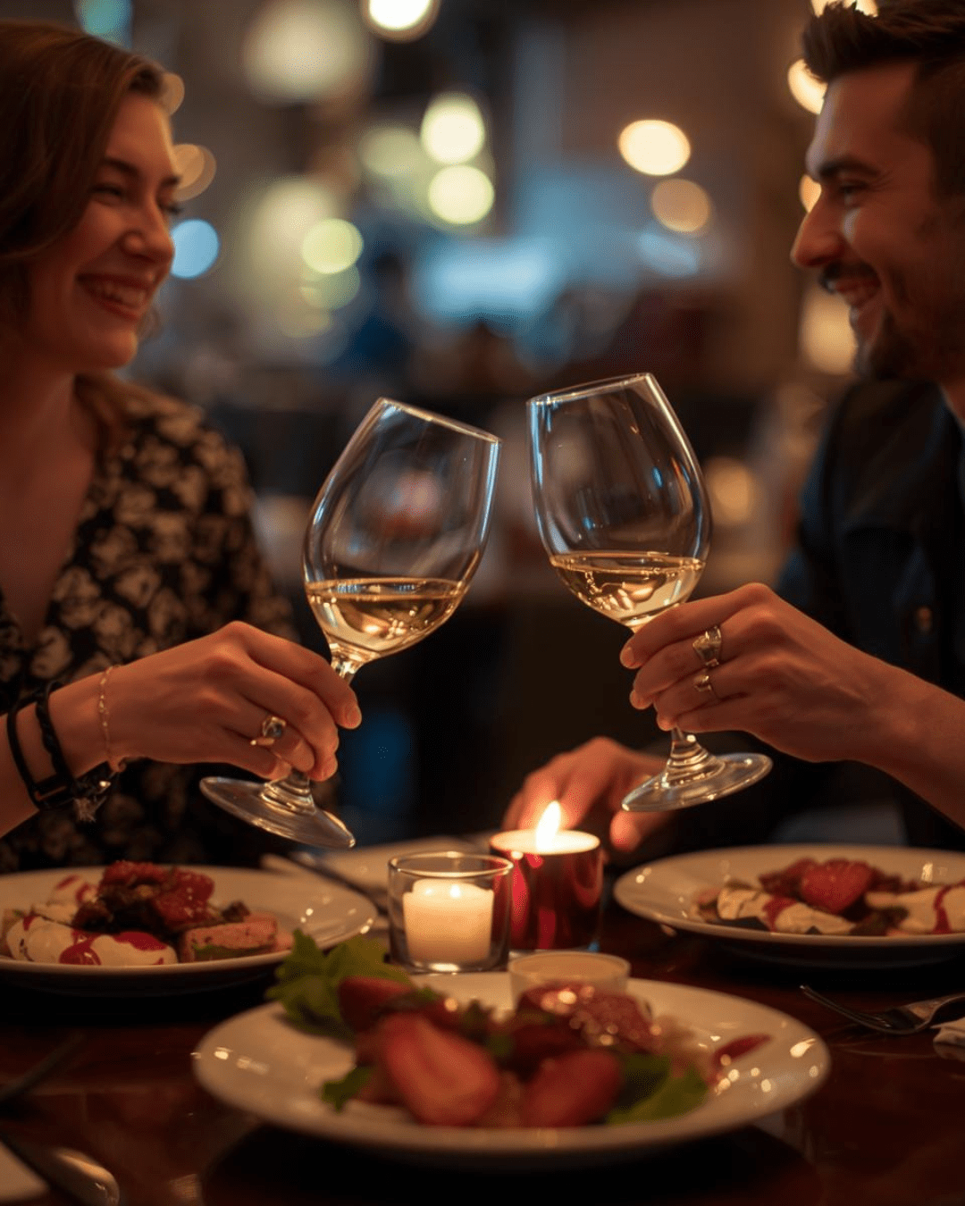 Brindis de pareja en San Valentin