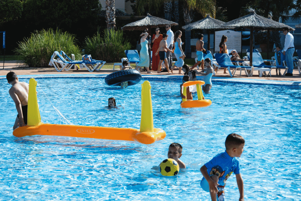 Children taking part in pool games during the entertainment programme at Hotel Bonalba