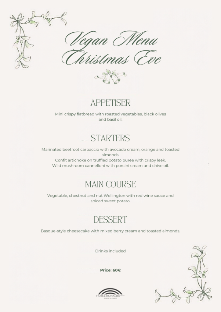 Hotel Bonalba Christmas Eve 2026 vegan menu